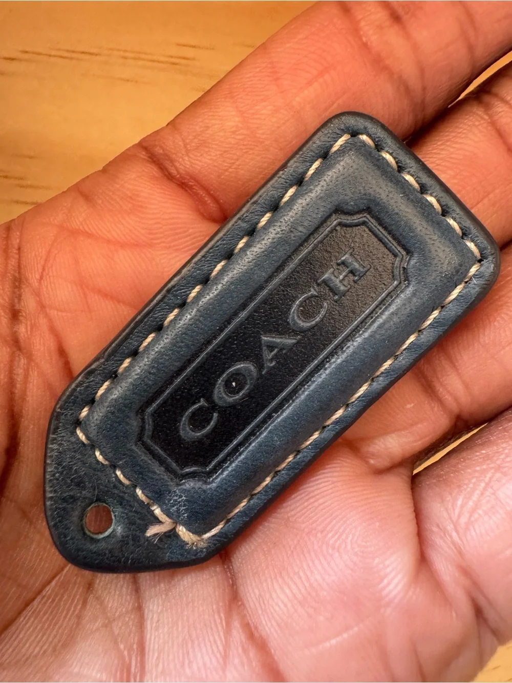 COACH Blue Leather Key Fob Bag Charm